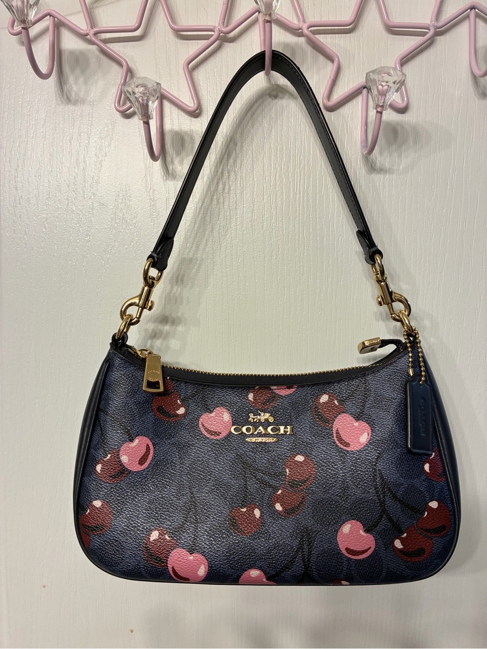Coach Teri Shoulder Bag- Cherry Print - Color Denim Multi